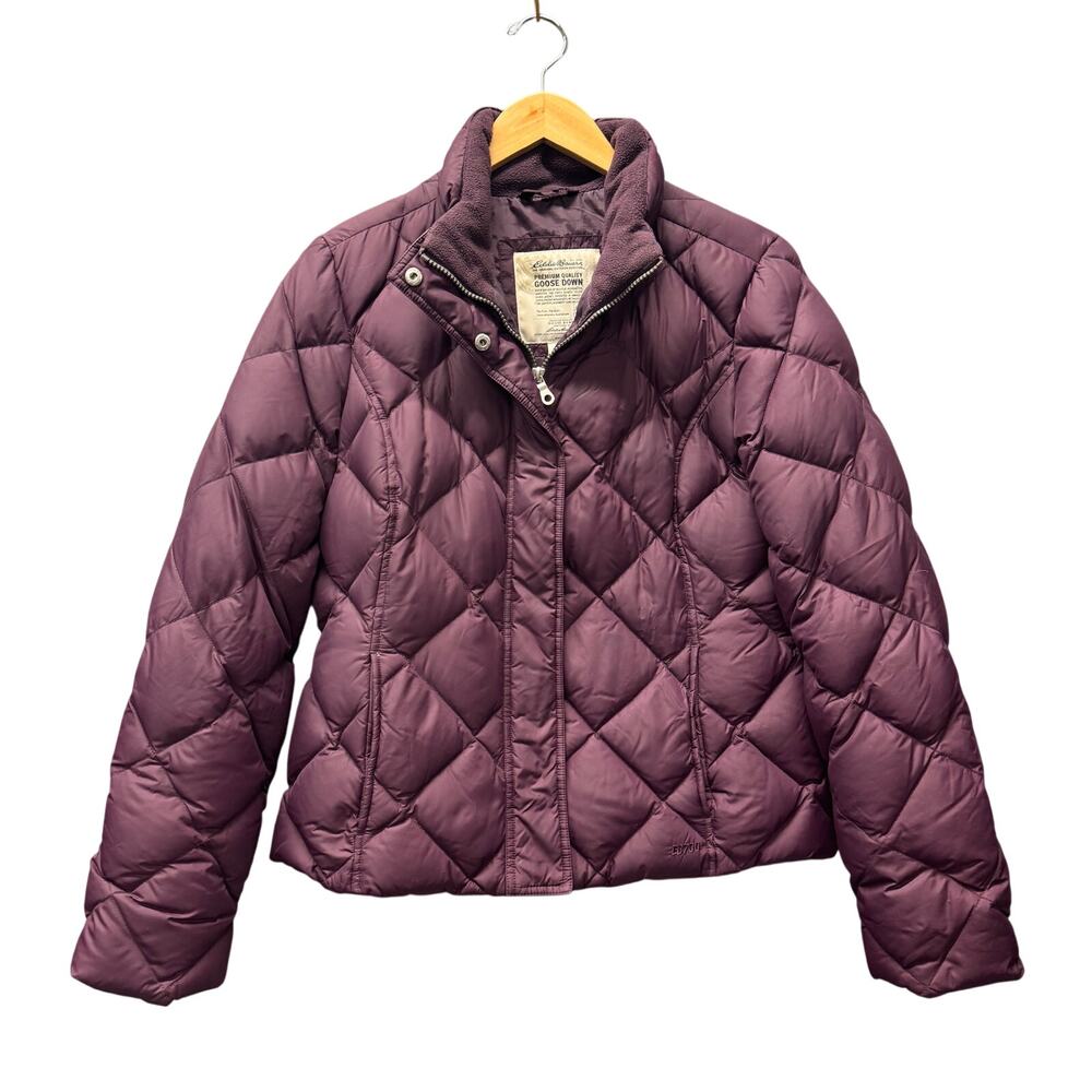 Eddie Bauer Goose Down Jacket EB700 Purple Quilted Full Zip Snap Womens‎ Medium